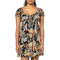 Angie Women's Short Sleeve Self Tie Floral Dress