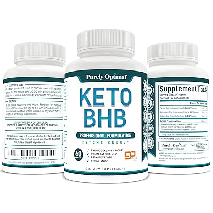 Purely Optimal Premium Keto Diet Pills Utilize Fat for Energy with Ketosis - Boost Energy & Focus, Manage Cravings, Support Metabolism - Keto Bhb Supplement for Women & Men - 30 Days Supply