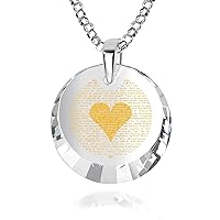 NanoStyle 120 Languages I Love You Necklace for Women Pure Gold Inscribed in Miniature Text on Sparkling Brilliant Cut Round Cubic Zirconia Gemstone Love Pendant, 18
