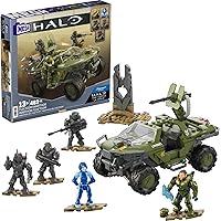 Mega Halo The Series Vehicle Building Toys Set, FLEETCOM Warthog ATV with 469 Pieces, 5 Micro Action Figures, Poseable Articulation, Kids and Fans