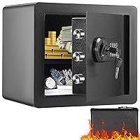 VEVOR Safe, 1.2 Cubic Feet Home Safe, Steel Security Safe with Digital Keypad and 2 Keys, Cabinet Safe with Fire-proof Bag, Protect Cash, Gold, Jewelry, Documents for Home, Hotel, 15.8x11.8x13.8 inche