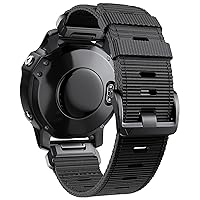 Compatible with Garmin Fenix 6 Watch Band for Fenix 7/Fenix 6 Pro/5, 22mm Quickfit Nylon Sport Watch Strap for Forerunner 945/965/935/Epix gen 2/Instinct/Fenix 5 plus, Black