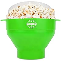 POPCO Silicone Microwave Popcorn Popper with Handles, Silicone Popcorn Maker, Collapsible Bowl Bpa Free and Dishwasher Safe - 15 Colors Available (Green)