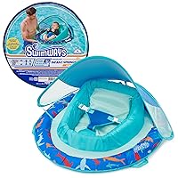 Swimways Infant Spring Float, Baby Pool Float with Canopy & UPF Protection, Swimming Pool Accessories for Kids 3-9 Months, Shark
