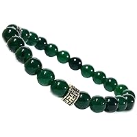 Bracelet - Green Jade Bead Bracelet Size 8MM Natural Chakra Balancing Crystal Healing Stone