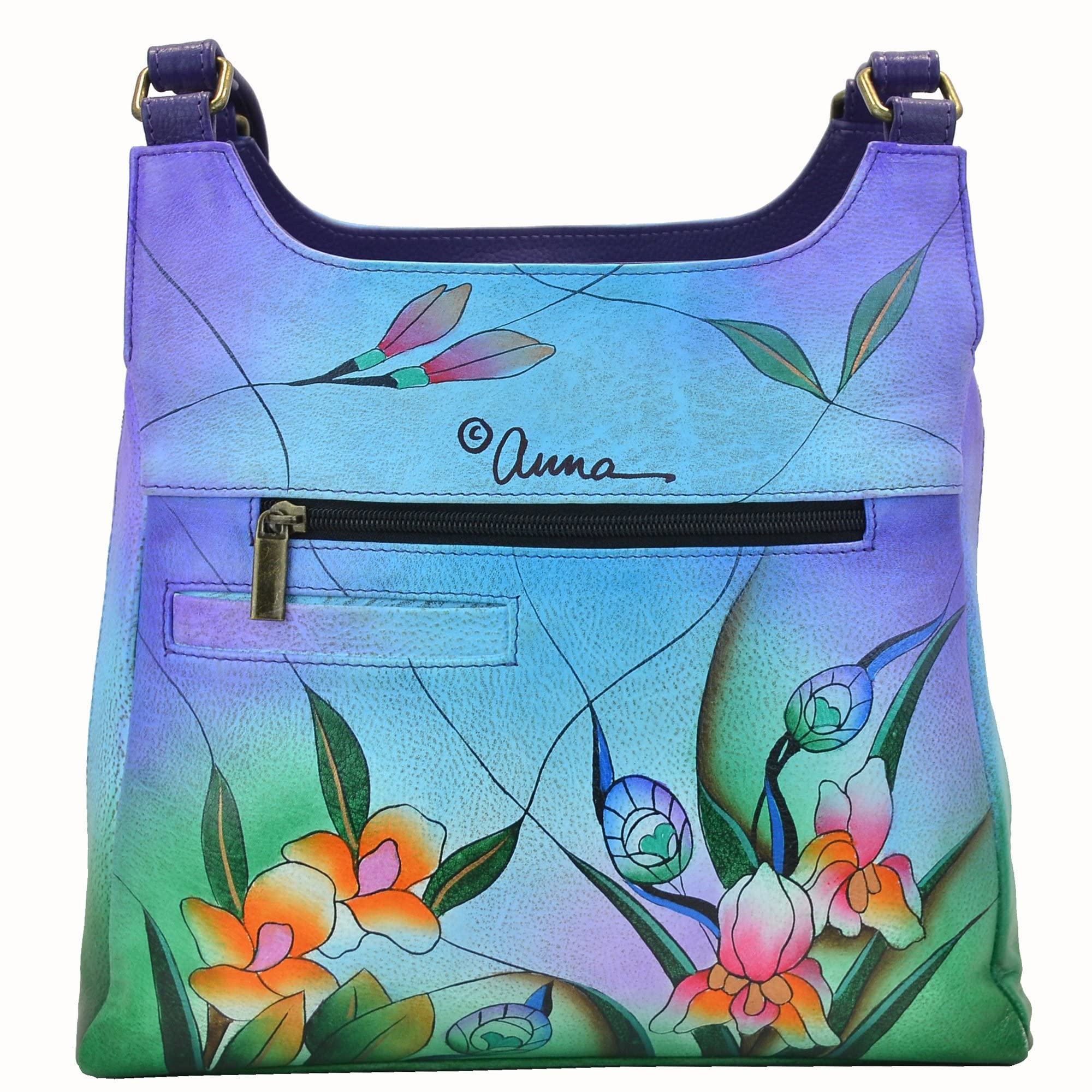 Anna by Anuschka Hand-Painted Original Artwork, Genuine Leather - Triple Compartment Satchel