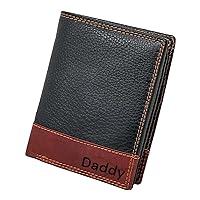 MORUCHA Personalised Wallet Men | Custom Engraved Wallets for Men UK | Genuine Soft Leather Wallet | Built in RFID Blocking | Engraved Gift for Him (Black/Brown)
