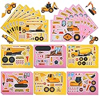 RAYNAG 48 Sheets Construction Truck Stickers Make Your Own Construction Stickers DIY Excavator Engineering Vehicles Stickers Construction Birthday Party Supplies for Construction Party Favor Gifts