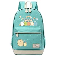 Anime Sumikko Gurashi Game White Bear Tonkatsu Print Casual Backpack Green Canvs Schoolbag