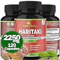 Organic India Haritaki Capsules 2250MG, Detoxification & Rejuvenation, Improving Digestion, Maintains Regularity, Internal Cleansing | Non-GMO Vegan Gluten-Free Herbs and Supplements, 120 Caps
