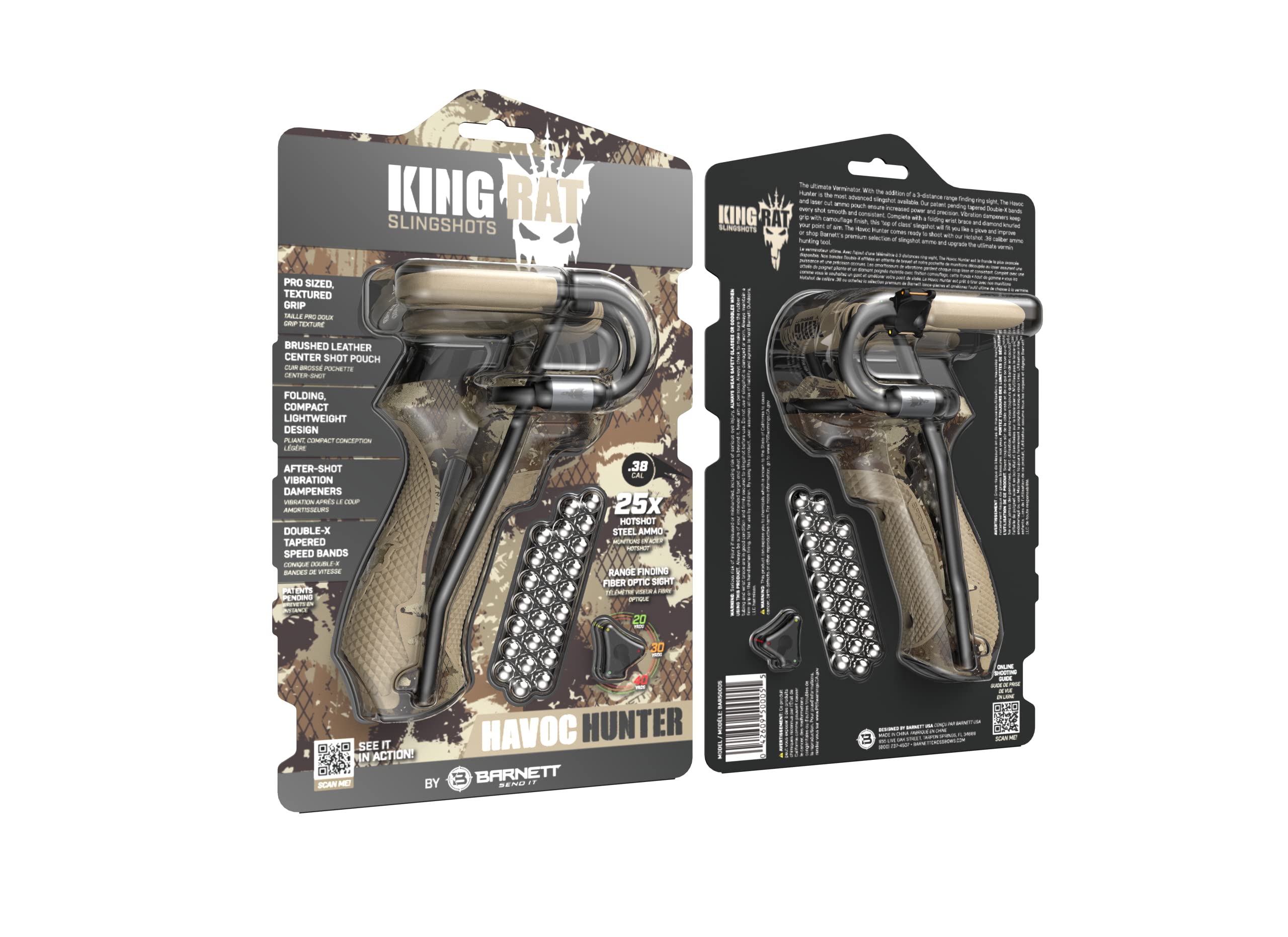 BARNETT King Rat Slingshots, Powerful Slingshot for Adults and Kids Alike, Includes Power Band, Brushed Leather Pouch, & Slingshot Ammo