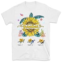 Personalized Grandma and Grandkid's Turtle T-Shirt, Nana Turtle Shirt, Sunflower Mimi, Gift for Mom Nana