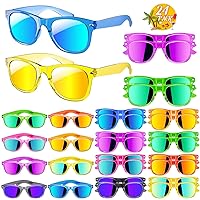 Eunvabir 24Pcs Kids Sunglasses Bulk with UV Protection, Neon Translucent Sunglasses for Summer Beach Party Favors Toys, Goody Bag Stuffers, Classroom Prizes