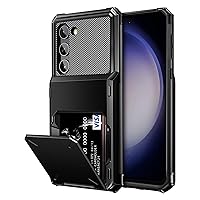 Vofolen for Samsung Galaxy S23 Plus Wallet Case with Card Holder, Dual Layer Heavy Duty Shockproof Wallet Case, Hidden Flip 4-Card Slots Large Storage Protective Case for Galaxy S23+, 6.6'' Black