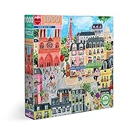 eeBoo: Piece and Love Paris in a Day 1000 Piece Rectangular Adult Jigsaw Puzzle, Puzzle for Adults and Families, Glossy, Sturdy Pieces and Minimal Puzzle Dust