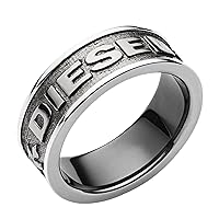 Diesel Men's Gunmetal Gray Stainless Steel Logo Band Ring (Model: DX1108060)