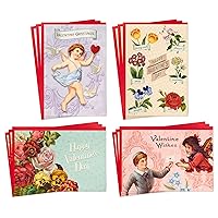 Hallmark Vintage Valentines Day Cards Assortment with Archival Book Organizer Box (12 Cards and Envelopes)