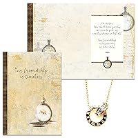 Smiling Wisdom - Timeless Friend Special Friendship Greeting Card with Time Intertwined Double Circle Necklace Gift Set - Best BFF Bestie Woman - Stainless Steel CZ
