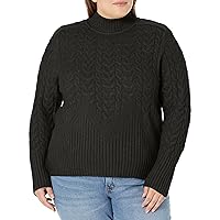 Calvin Klein Women's Plus Mock Neck Cable Sweater
