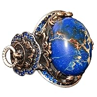 Natural Blue Jasper Gemstone Ring, 16.90 Carat, 925 Solid Sterling Silver Ring, Lion Ring, Unique Ring