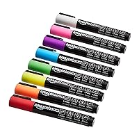 Amazon Basics Bullet/Chisel Reversible Tip Chalk Markers, Bold Point, 8 Pack, Bright Colors