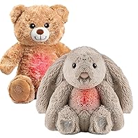 Bedtime Baby Soother with Cry Activated Sensor, Plush Stuffed Animal for Newbor with Cry Activated Sensor, Plush Stuffed Animal for Newborn Infants - Bunny and Bear, Non-Rechargeable (2 Pcs)