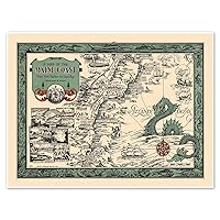 Antiguos Maps Map of the Maine coast from York Harbor to Saco Bay circa 1929 by Albert Prentice Button - Vintage Themed Home Decor (Canvas, 18 inches x 24 inches)