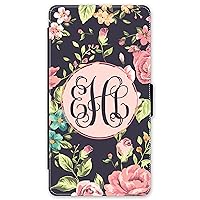 iPhone X, Phone Wallet Case Compatible with iPhone X [5.8 inch] Floral Roses Monogrammed Personalized Protective Case IPXW