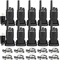 RT68 Two-Way Radios Long Range, Walkie Talkies for Adults, 2 Way Radio with Earpiece, Walkie Talkie Rechargeable with Charging Base, for Manufacturing Restaurant Business(10 Pack)