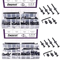 Swpeet 120Pcs Black M6 × 20/30/40/50/60/70/80mm Crib Hardware Screws Kit and 84Pcs Black M6 × 15/25/35/45/55/65/75mm Crib Hardware Screws Kit