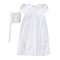 100% Cotton Dress Christening Gown Baptism Gown with Lace Border