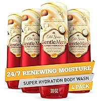 Old Spice Super Hydration Body Wash GentleMan’s Blend, Vanilla + Shea Butter Scent for Deep Cleaning and 24/7 Renewing Moisture, 20 oz (Pack of 4)