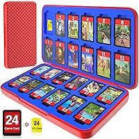 CYKOARMOR Switch Game Case with 24 Game Holder Compatible with Nintendo Switch&Switch OLED Game Card, Compact Switch Cartridge Case Red Blue Plaid Red Blue