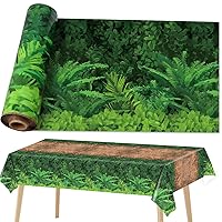 gisgfim Long Tablecloth Roll Forest Path Party Tablecloth Roll Jungle Party Table Cloths Dinosaur Holiday Party Tablecloth for Indoor Outdoor Family Parties and Celebrations （Plastic ）