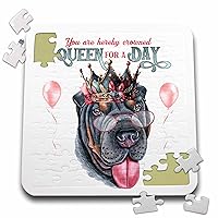 3dRose Sweet Black Shar Pei Dog for Mom in a Crown with Queen for a Day - Puzzles (pzl-382880-2)