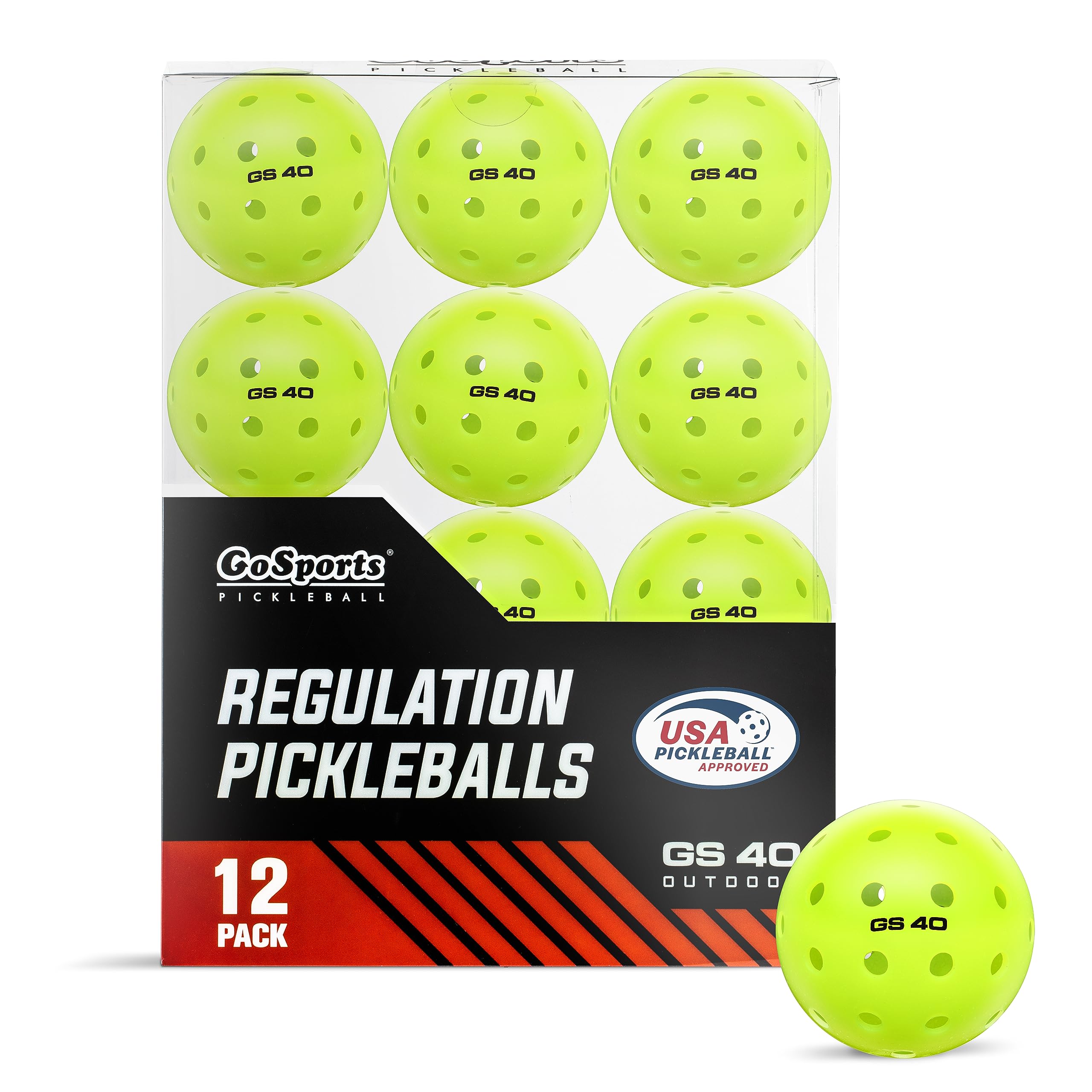 GoSports GS 40 Pickleball Balls - 12 or 36 Pack of Regulation USAPA Pickleballs