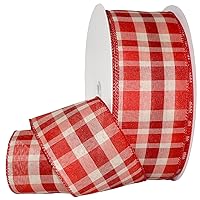 Morex Ribbon 7401 Providence, 2.5 in X 50 Yd, Red Plaid