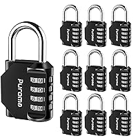 Puroma 10 Pack Combination Lock 4 Digit Locker Lock Outdoor Waterproof Padlock for School Gym Locker, Sports Locker, Fence, Toolbox, Gate, Case, Hasp Storage (Black)
