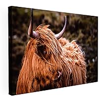 Highland Cow Wall Art Decor - Large Canvas Print for Rustic Home Decoration, Perfect Wall Decor for Living Room, Bedroom, or Office | Highland Cow Decor | Large Wall Art 40