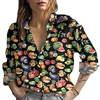 Women's Hawaiian Shirt, Vintage Long Sleeve Button Shirt for Women, Unique Print Blouse for Girl