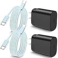 S24/S24 Ultra Samsung Charger Fast Charging, 25W USB C Super Fast Wall Charger 6FT Type C Charger Cable Cord Android Phone Charger Block for Samsung Galaxy S24 Ultra /S24/S24+/ S23/S22/S21/S20 2-Pack