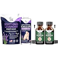 Lavender Foot Soak & Callus Remover Gel Kit - Extra Strength Callus Remover Gel for Feet, Remove Calluses with Epsom Salts, Dry Cracked Heels & Toenail Renewal Solution Extra Strength Toenails