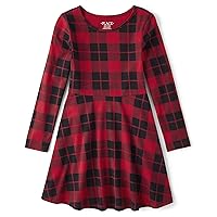 The Children's Place Girls' Casual Long Sleeve Plaid Holiday Dress