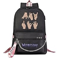 Novelty Wednesday Addams USB Knapsack Durable Daypack for Teens-Lightweight Bookbag for Daily Life,Travel