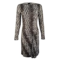 Michael Kors Women's Long Sleeve Snake Print Dress Black