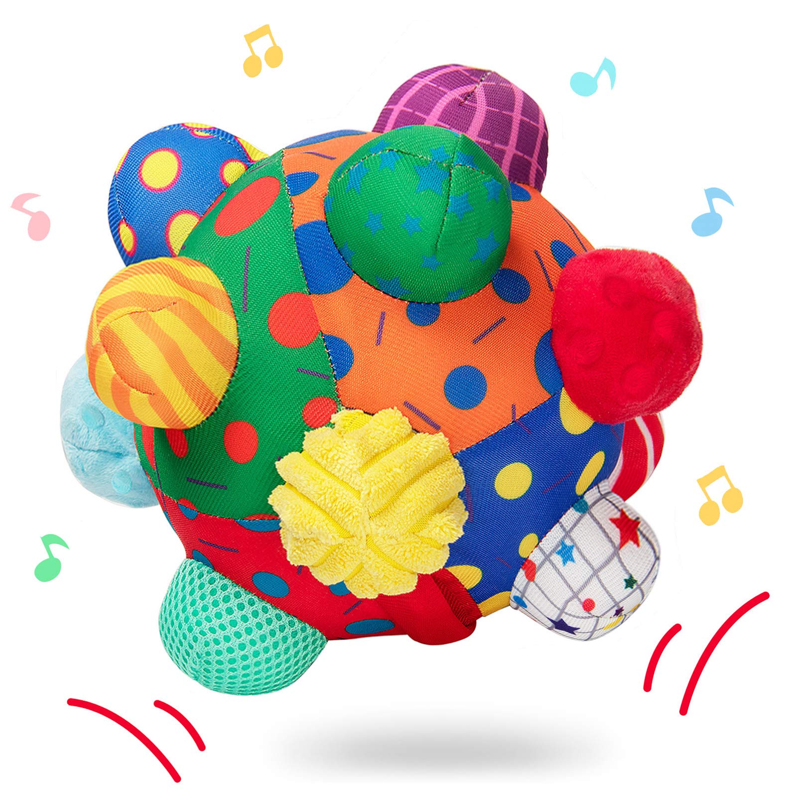 teytoy Baby Music Shake Dancing Ball Toy,Developmental Bumpy Ball Sensory Soft Toys,Easy to Grasp Bumps Help Develop Motor Skills for Girls and Boys Ages 12 Months and Up