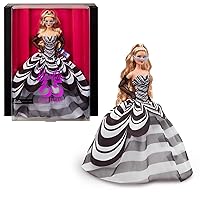 Signature Doll, 65th Anniversary Collectible with Blonde Hair, Black and White Gown, Sapphire Gem Earrings and Sunglasses