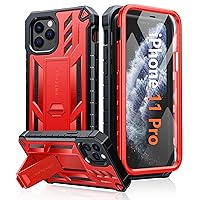 FNTCASE for iPhone 11 Pro Case: Military Grade Shockproof Dual Protective Cell Phone Cover with Kickstand - Rugged Full Protection Matte Textured Dropproof Heavy Duty Hard Cases - 5.8 Inch Red