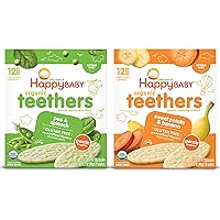 Happy Baby Organics Gluten Free Organic Teethers 2 Flavor Variety Pack (Pea & Spinach/Sweet Potato & Banana), 12 Count (Pack of 2)