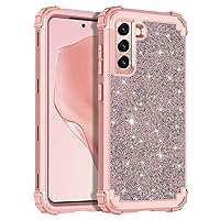 Casetego Compatible with Galaxy S21 5G Case,Shockproof 3 Layer Heavy Duty Hard PC+Soft Silicone Bumper Rugged Anti-Slip Protective Cover Cases for Samsung Galaxy S21 5G 6.2 inch,Rose Gold
